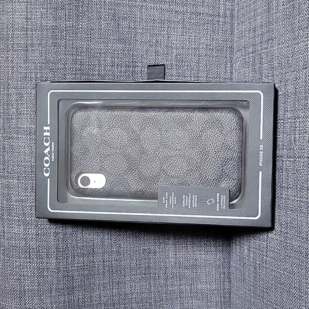 Coach iphone XR Case In Signature Canvas Charcoal